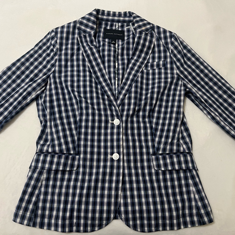 Navy Checkered Women's Blazer